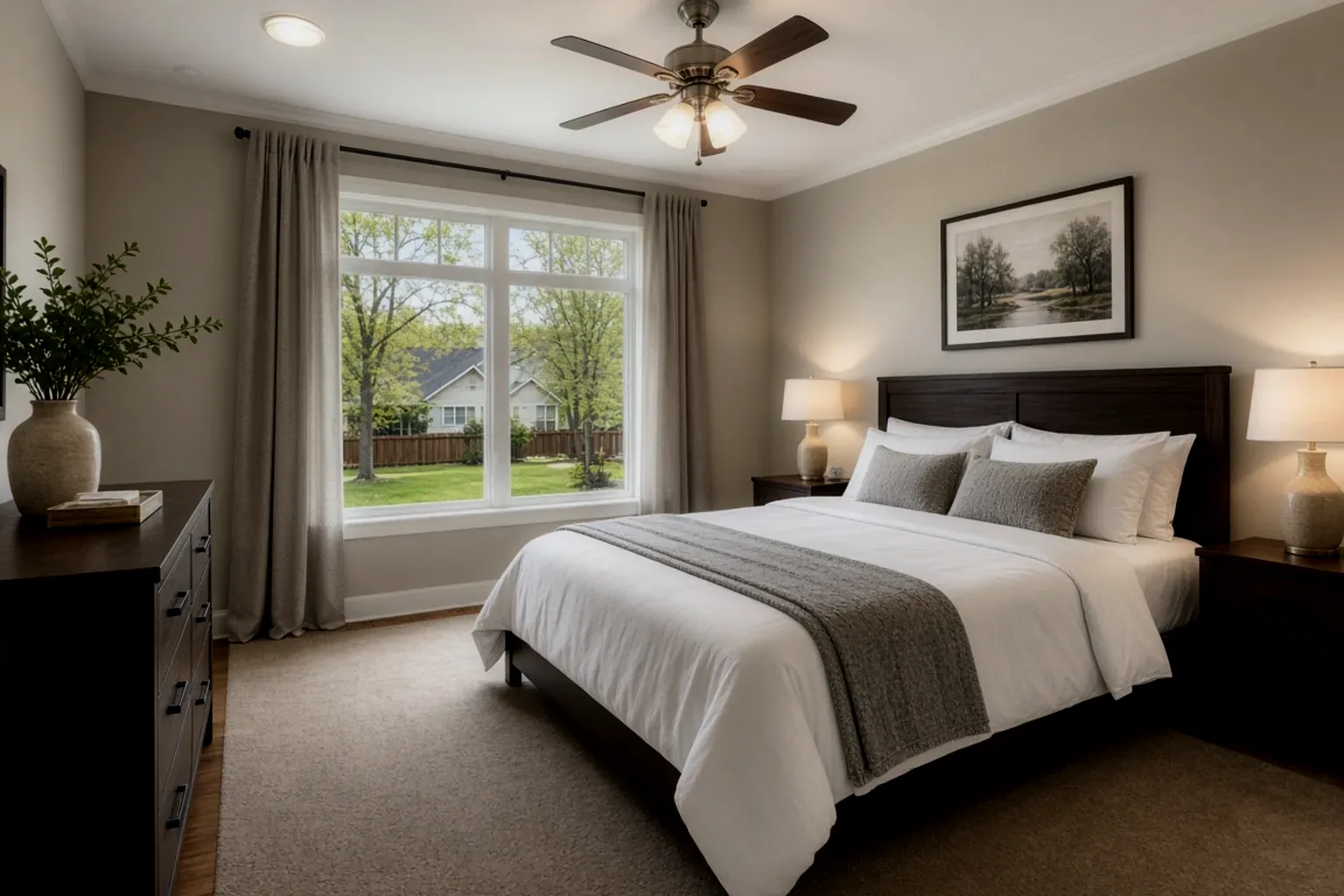 As-shot bedroom with daylight at the window and a darker interior