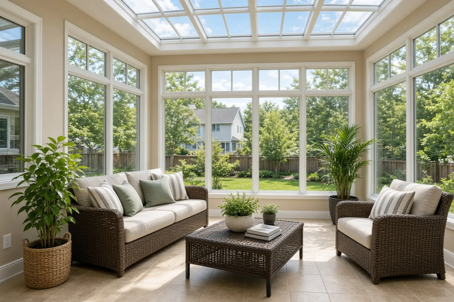 The same sunroom after exposures have been merged into a balanced HDR photograph